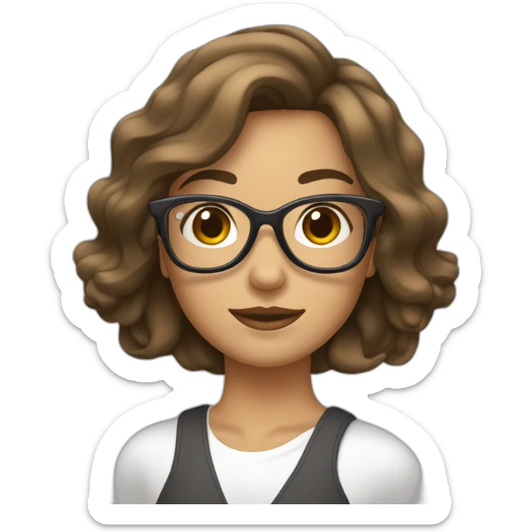 femme blanche brune avec les cheveux au carré et lisses et des lunettes sticker