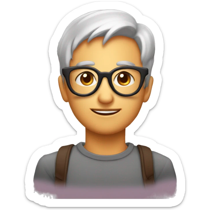 Una osa café escuro enojada, moño rosa en la oreja, con lentes cuadrados sticker