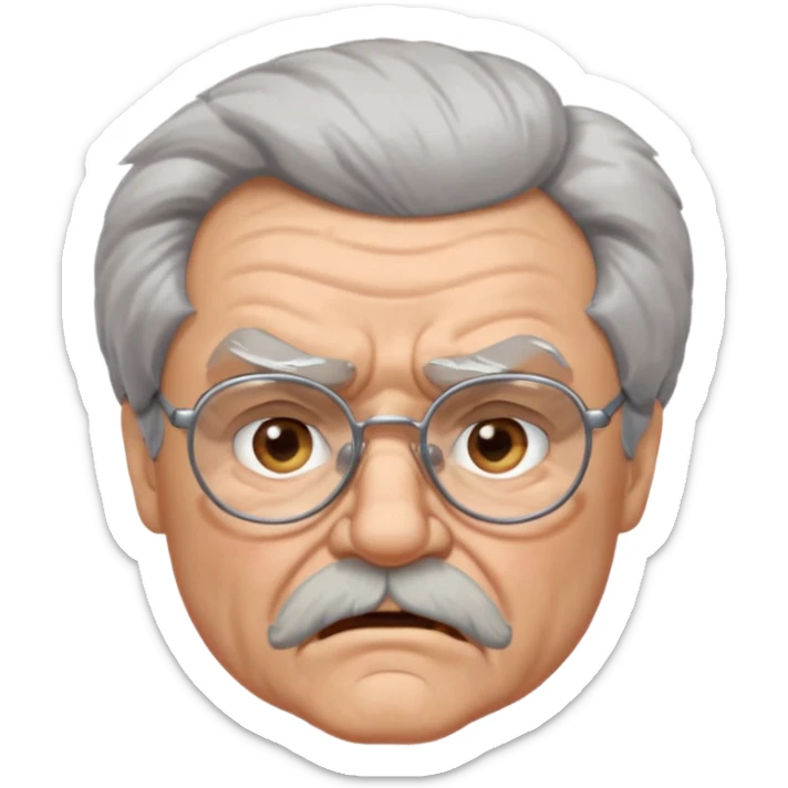 make old old man like 80 with gray hair and fur has HUGE EYE brows and glasses and is always mad and gay sticker