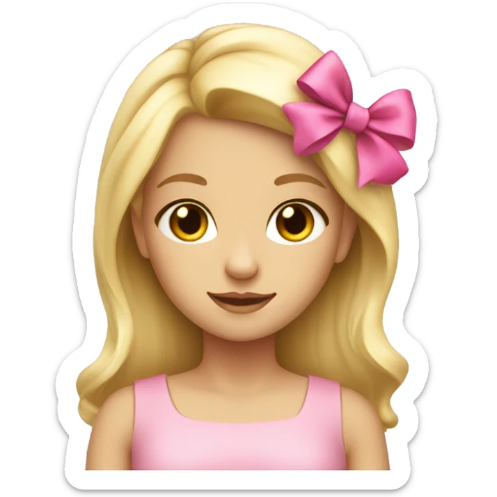 pretty blonde girl with a pink bow in her hair  sticker