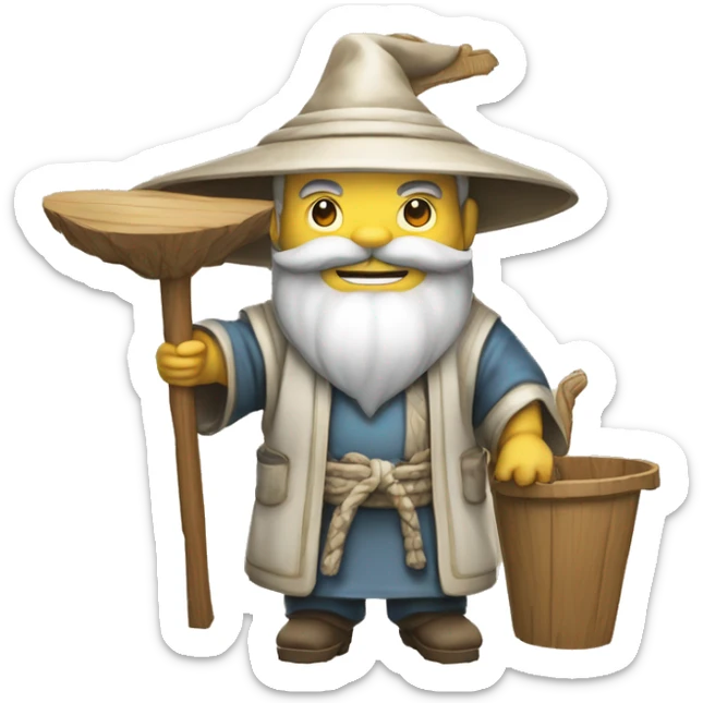 Lu Ban is a legendary figure in Chinese mythology, depicted as a clever craftsman often wearing wide robes, a broad-brimmed hat, and carrying woodworking tools. 🛠️🎩👕 sticker
