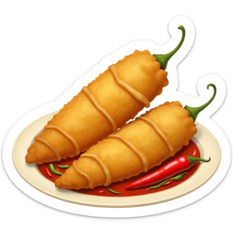 indonesian fried food with chili on the side of the plate sticker