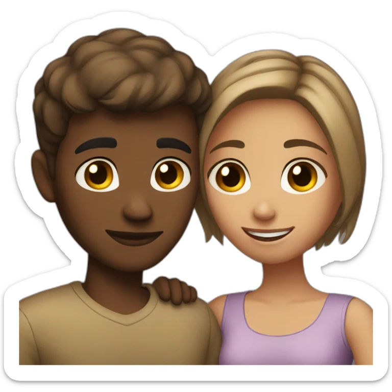Dark blonde Boyfriend and short brown hair girlfriend hugging sticker