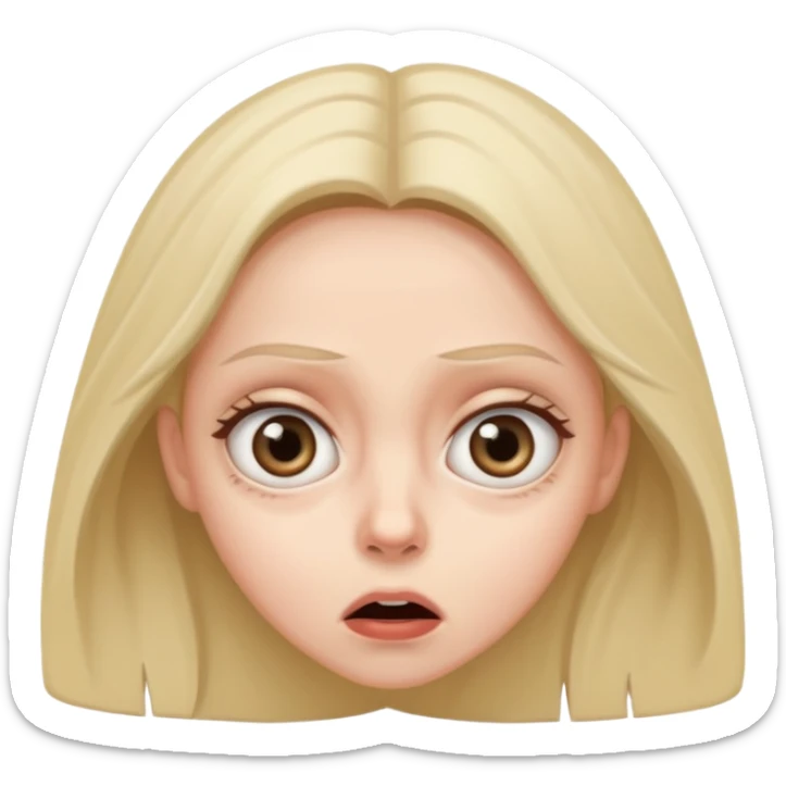 A realistic waist-up portrait of a frightened woman sticker