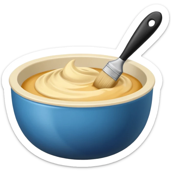 bowl of blonde hair dye with a brush next to it sticker