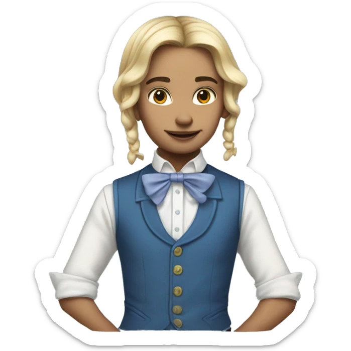 Alice in Wonderland with short sleeved collar shirt and blue button up vest sticker