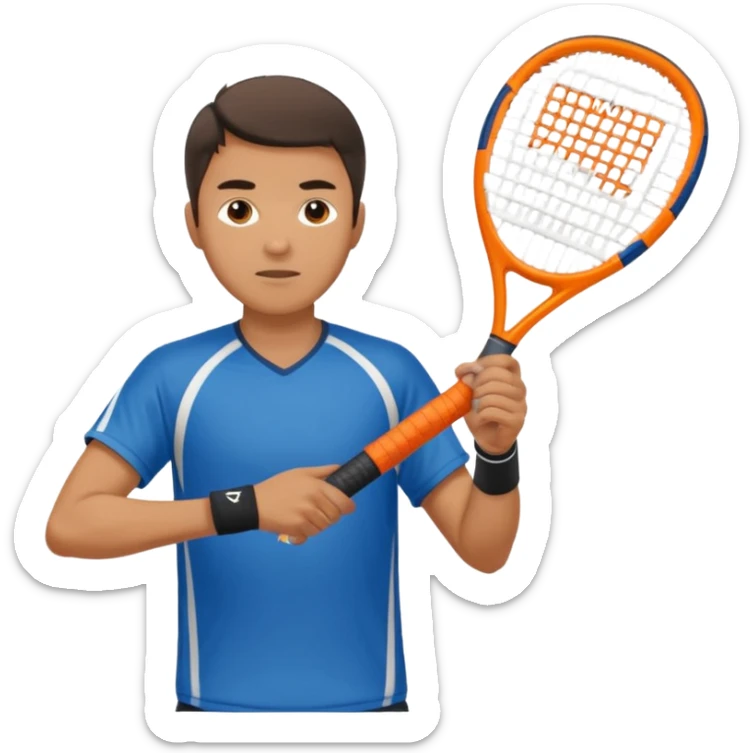 Male, eurasian, wearing sports cloth, swinging padel raquet sticker