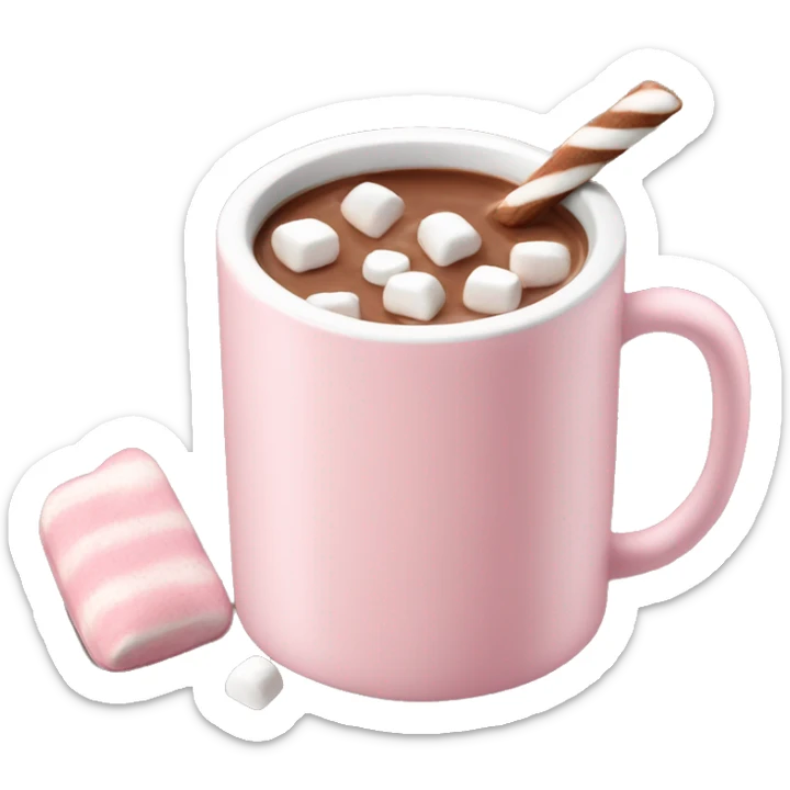 Light Pink mug of hot chocolate with marshmallows  sticker