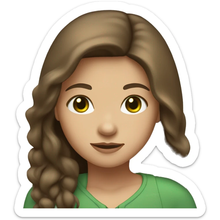 Girl with long statiger Brown hair abit tan and green eyes sticker