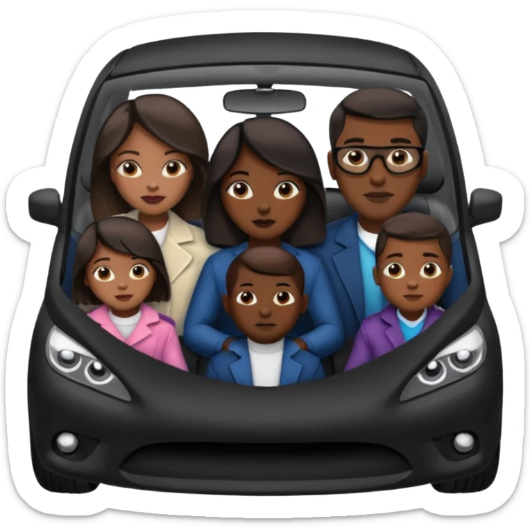 A fam of 7 mom dad big bro big sis middle sis and 2 baby we r black skin coulor and we r fine and baddies in a car sticker