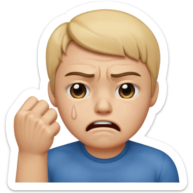 Tourne cet emoji 🤜 de -90 degrés et met le sur la bouche de cette emoji 😭 sticker