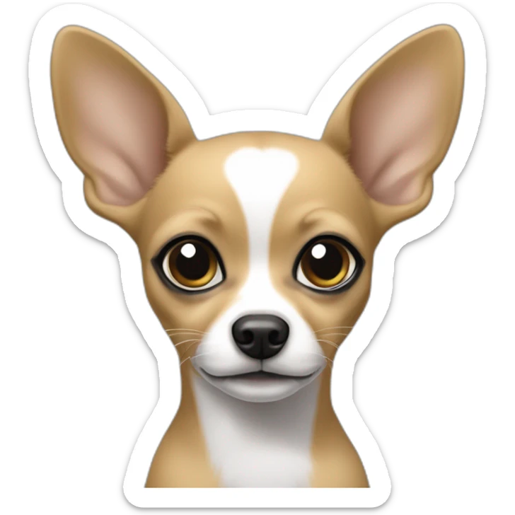 chihuahu color caqui with a white line in her head and her pupil is full black and white sticker