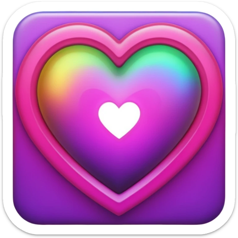 heart with layers of purple, hot pink, amber, light green, and dark purple sticker