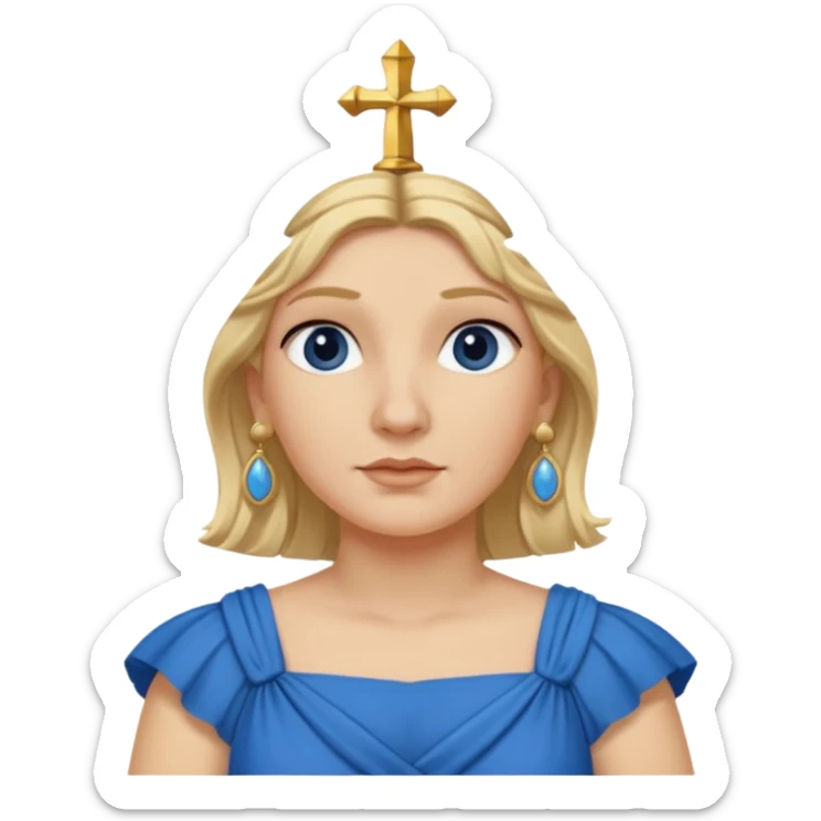 Ancient Roman woman with earrings and blonde hair, blue drees sticker