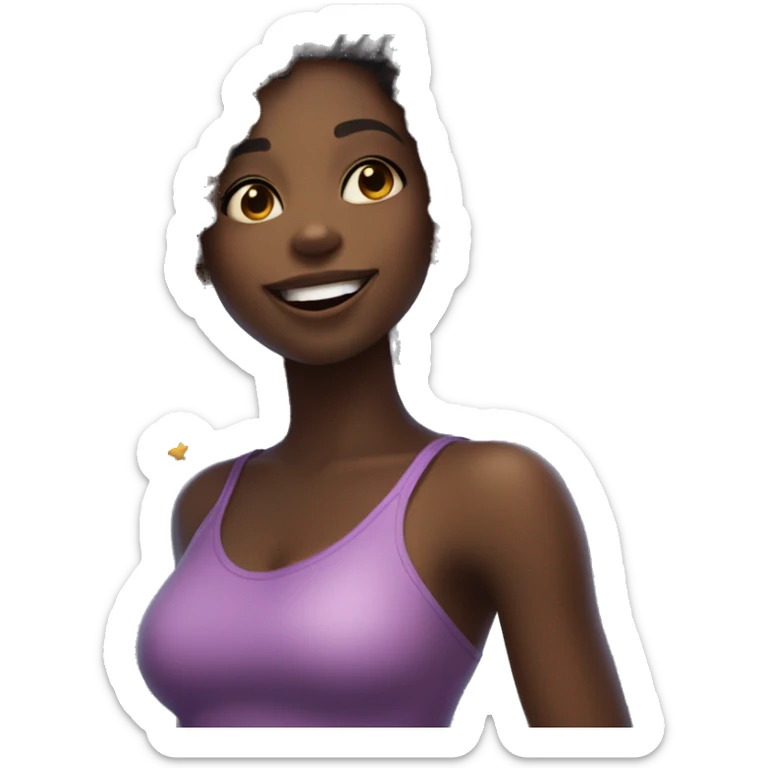Black Girl with curly hair flying and catching a star dark skin dimples sticker