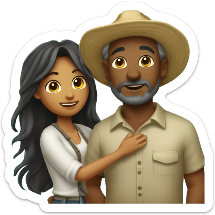 Latina island girl with white fisherman husband in love on an island  sticker