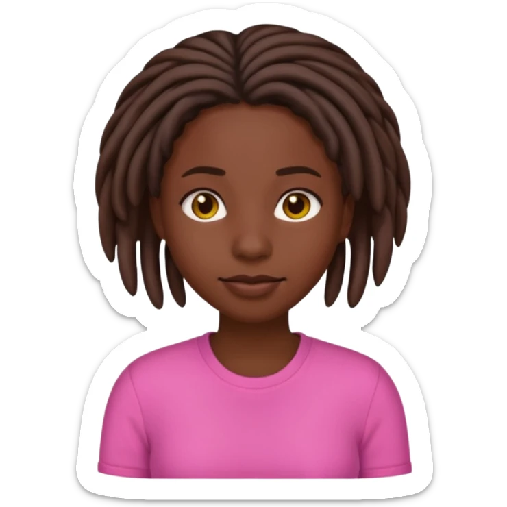 darkskin female women emoji with short locs pink shirt sticker