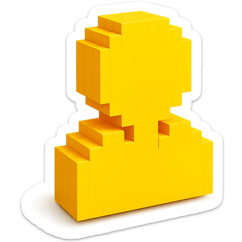 voxel style profile icon, yellow color, simple, modern sticker