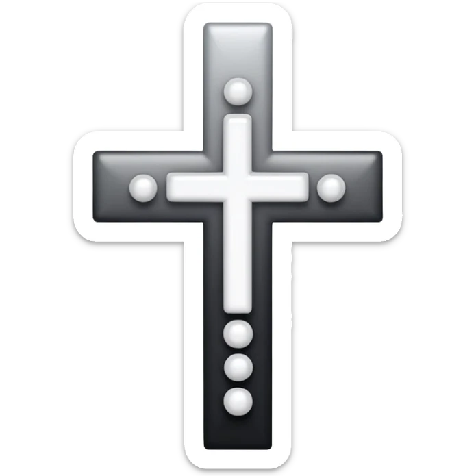 Elegant emoji icon of a white cross made of white beads, glossy surface, subtle shadows, pure white palette, centered sticker
