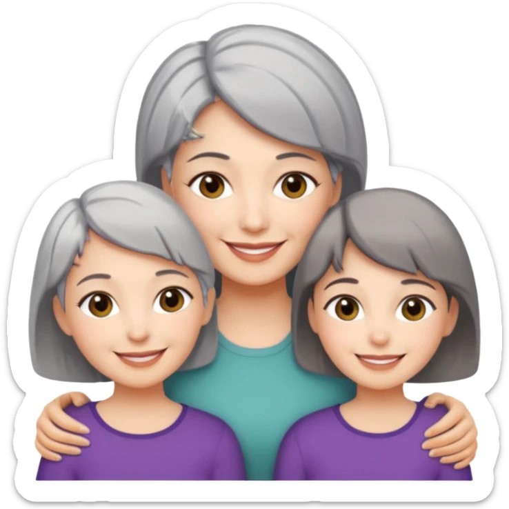 A mum with short Gray hair and her two adult daughters sticker