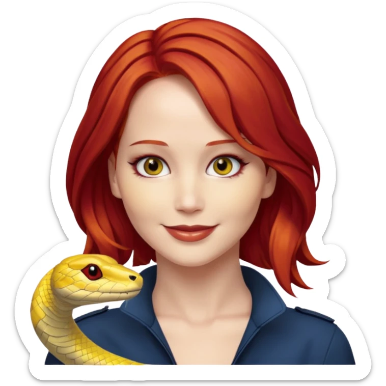 x-men mystique red hair yellow snake eye looks like jennifer lawrence sticker