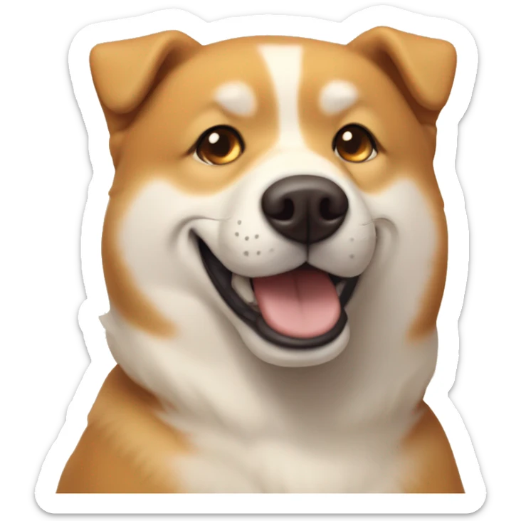 Golden Ginger boy brown eyes and wide brows 12 y o smiling with dog shiba inu  sticker