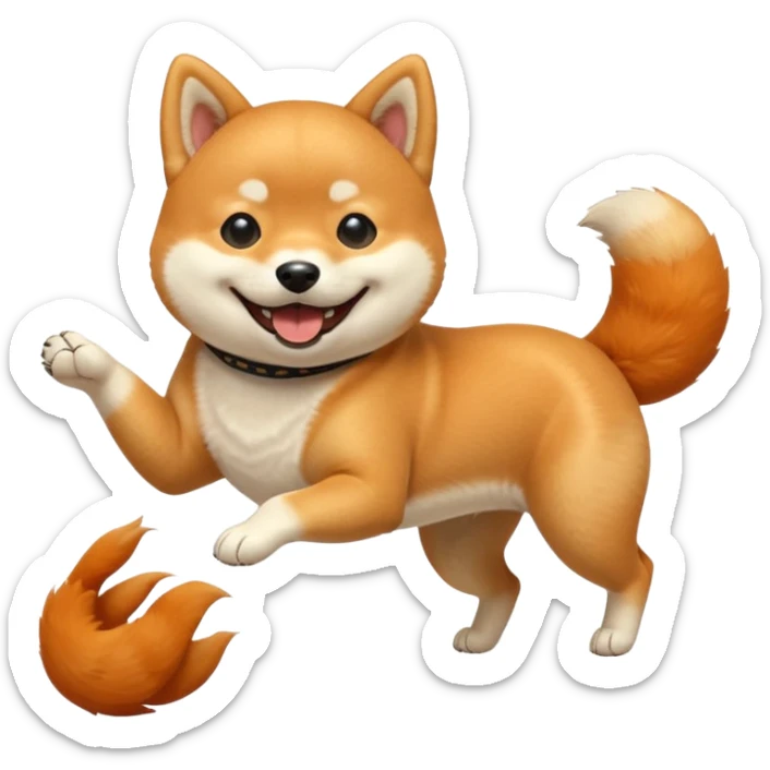  shiba inu, qui est mdr et se roule à terre les 4 pattes en l'air, avec sa queue en tire bouchon sticker