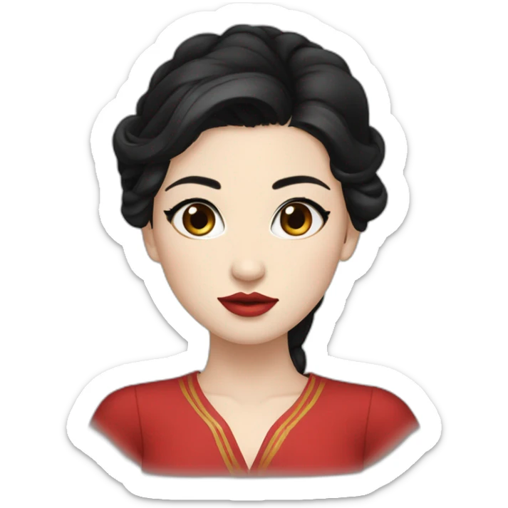 Beautiful young woman,Black hair,long hair,White skin,oval face,big eyes,Blackeyes,Redlips,Chinese sticker
