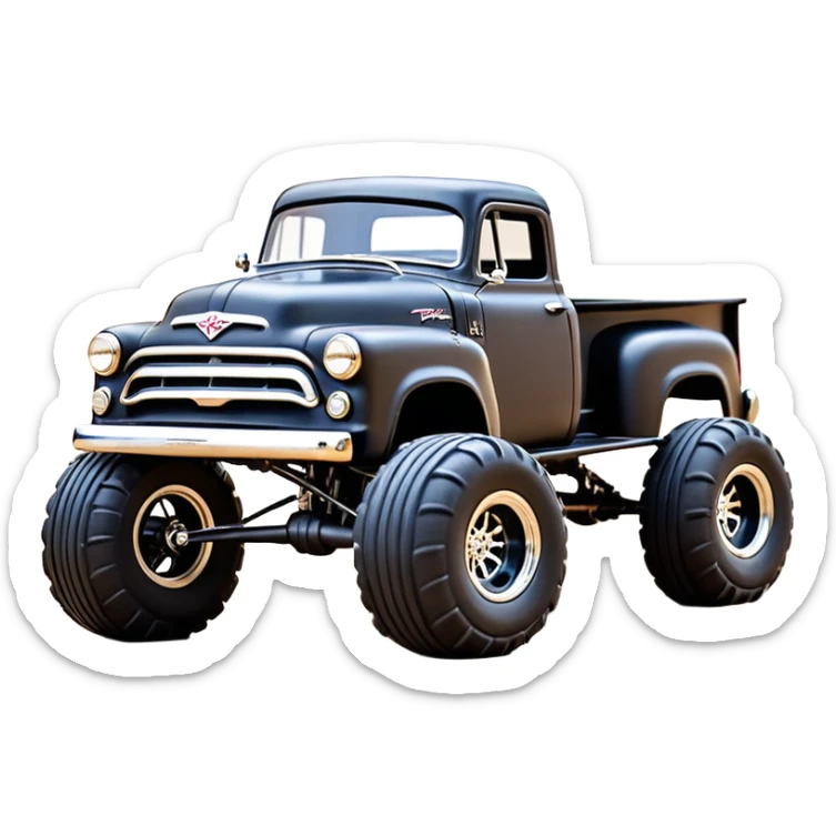 1:10 off-road lcg smoking Arrma Traxxas Basher Wednesday Adam’s 1954 blackened tarnished hotrod streamlined anime dodge extended cab rc pickup (ridiculously extra wide low-profile pin tires chrome wheels without fenders) sticker