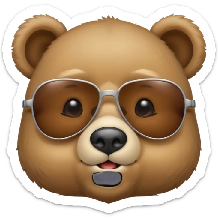 The face of a cute baby bear with sunglasses (thin cheeks, not much hair) sticker