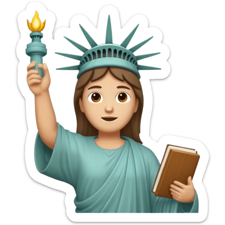 Cristo Redentor de Río de Janeiro, classic emoji style, arms open straight, long simple tunic, serene masculine face, no crown, no torch, no book, no pedestal, no background, distinct from Statue of Liberty sticker