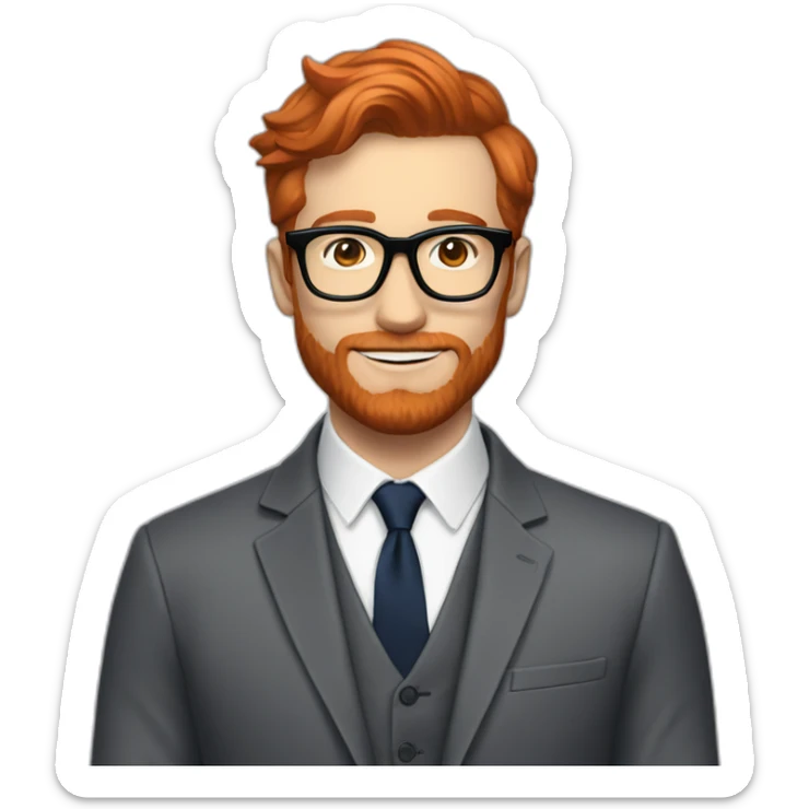 red hair white men with glasses and beard and a ralph lauren suit sticker