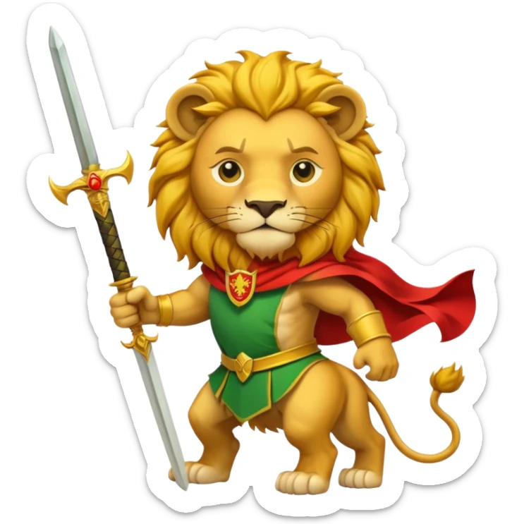 A lion with a sword and the sun on top of it and on the top green and bottom red flag sticker