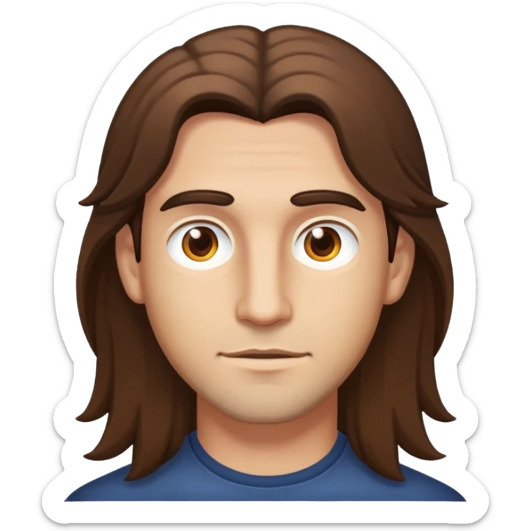A man wih light-medium skin, brown eyes and brown long hair (long like a girl) sticker