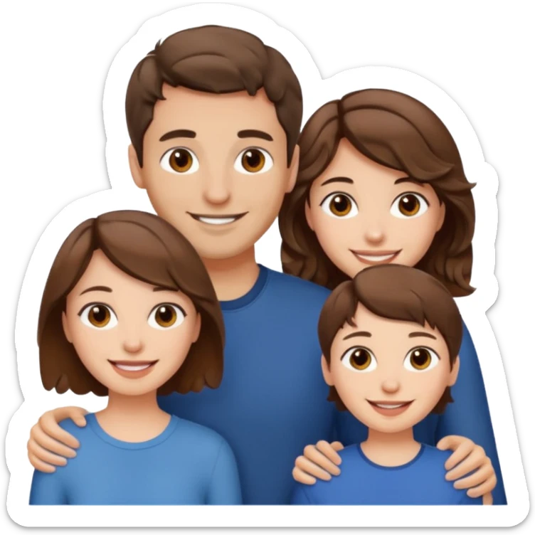 Throuple two women with short wavy brown hair, male with short brown hair sticker