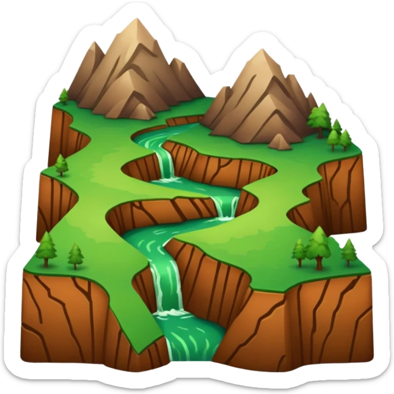 two landmasses with visible fault line, minimal, green and brown emoji sticker