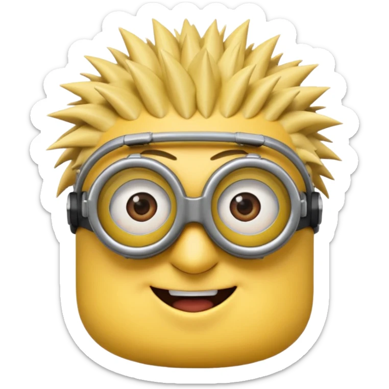 Minion emoji with a round head like normal emojis and a smurk like this emoji but a minion so basically that emoji with the goggles and the hair and not a funny head shape 😏 it should look like an actual minion not a human with African braids and a female minion  sticker