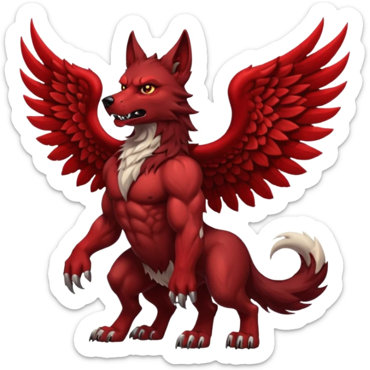 Demon wolf with wings sticker