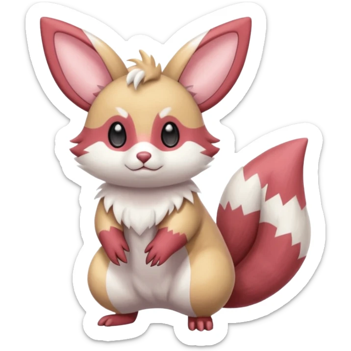 Cute adorable pastel Furret-Minccino-Zangoose-Buizel-hybrid-fusion, full body sticker