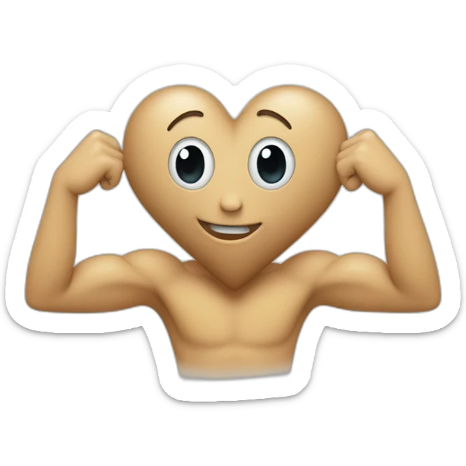 Heart-shaped face with arms and legs coming out of it and trying to hug you sticker