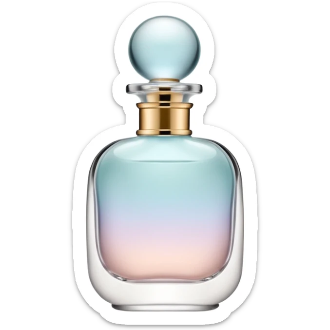 luxury perfume bottle in the style of iOS 18 Memoji, modern and sleek, soft pastel colors, elegant cap, no text sticker
