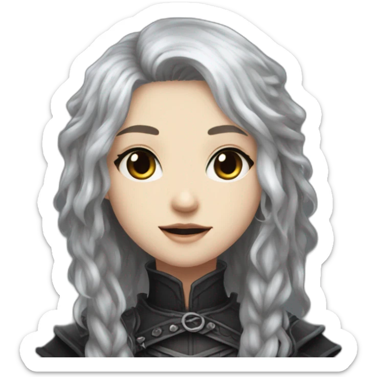 goth,girl,ash color hair,dark-souls,long,adorable,thin face,reddish eyes,gay sticker