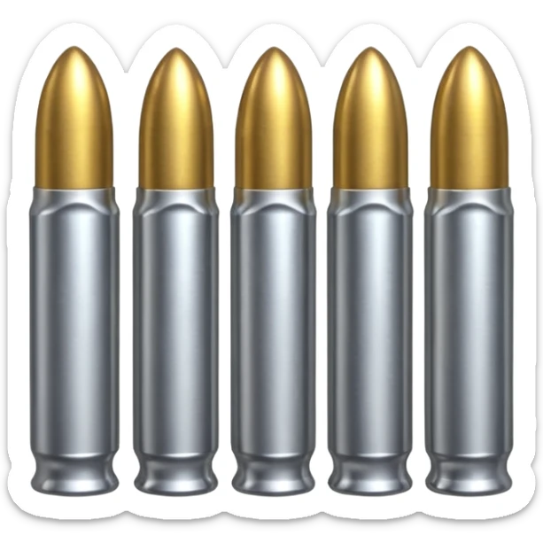 five gun bullets. four of them of one color and the fifth one of another color sticker
