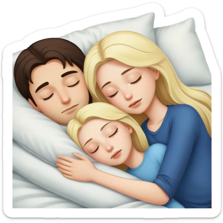 girl with long dark brown hair and pale skin sleeping with a man who is blonde sticker