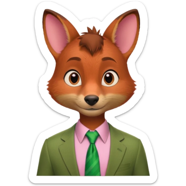 Nick Wilde (pink shirt, green tie, no suit) from the Zootopia Disney movie sticker