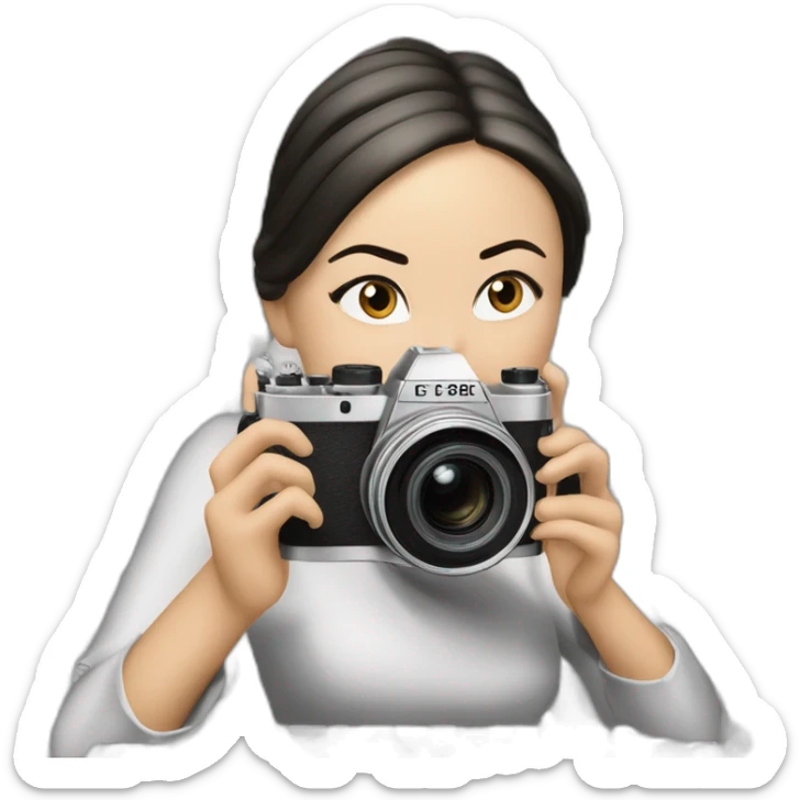a woman taking a picture of herself with a camera, a microscopic photo by MC Escher, trending on cg society, optical illusion, dslr camera, long lens, high quality photo sticker