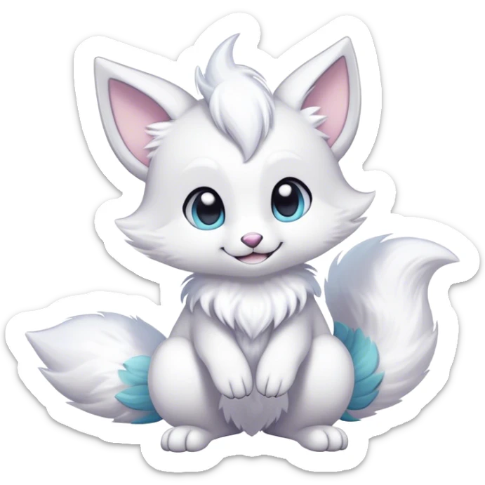 Kawaii bright fantasy ethereal anthro fursona Fakemon with tufted tail  sticker