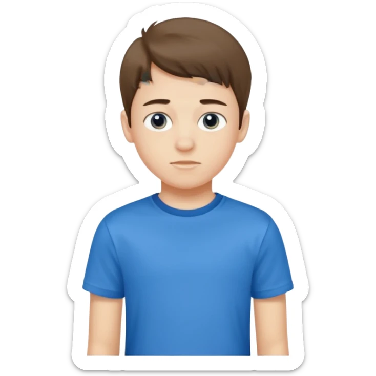 Crea un emoji a mezzo busto come ti ho già chiesto però di un ragazzo sulla 20ina ma che sembri più giovane, vestito da ragazzo sticker