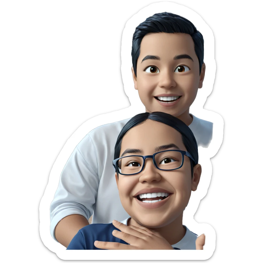 smiling boys in white shirts sticker