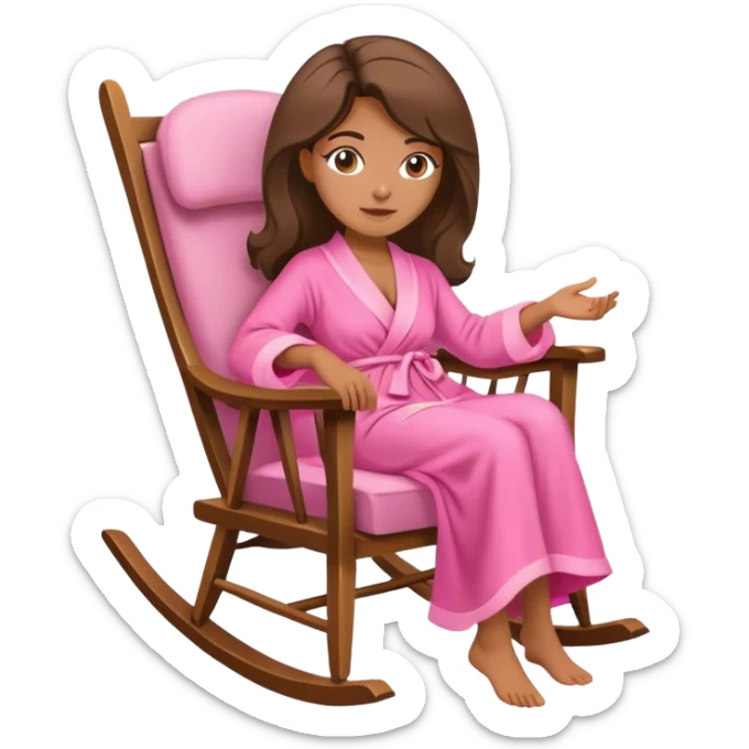 Brazilian beauty reclining in rocking chair in a pink rob sticker